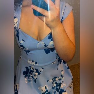 blue floral dress